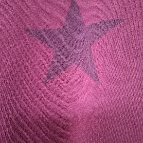 Sundry Womens Burgundy Star Print Side Zip Oversized Pullover. Size 2 - Picture 5 of 6